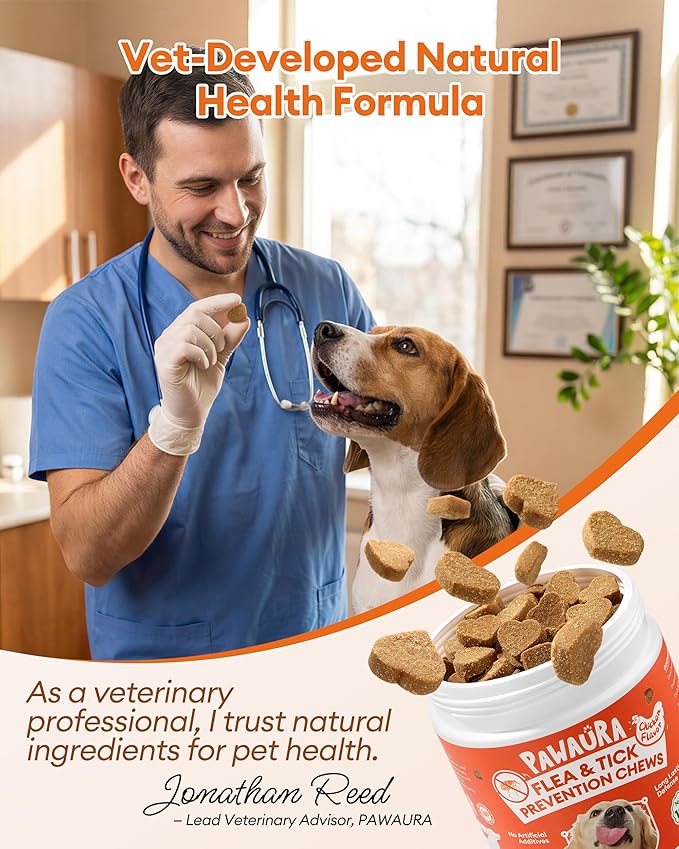Flea & Tick Prevention Chews for Dogs – 300 Soft Chews – Effective Flea and Tick Treatment, Skin & Coat Health, Immune Support for All Dog Sizes