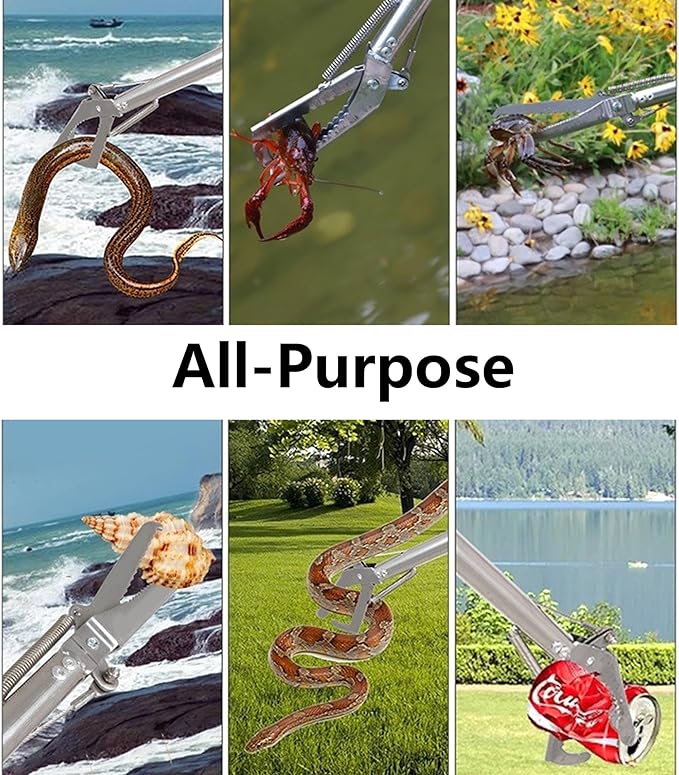 50"Snake Grabber Tool,Collapsible 3 Sections Snake Stick,Snake Tongs Only 17 in After Folding,Snake Stick Suitable for Many Scenarios，Snake Grabber Toolcan Also be Used as Reptile Tongs and Snake Hook
