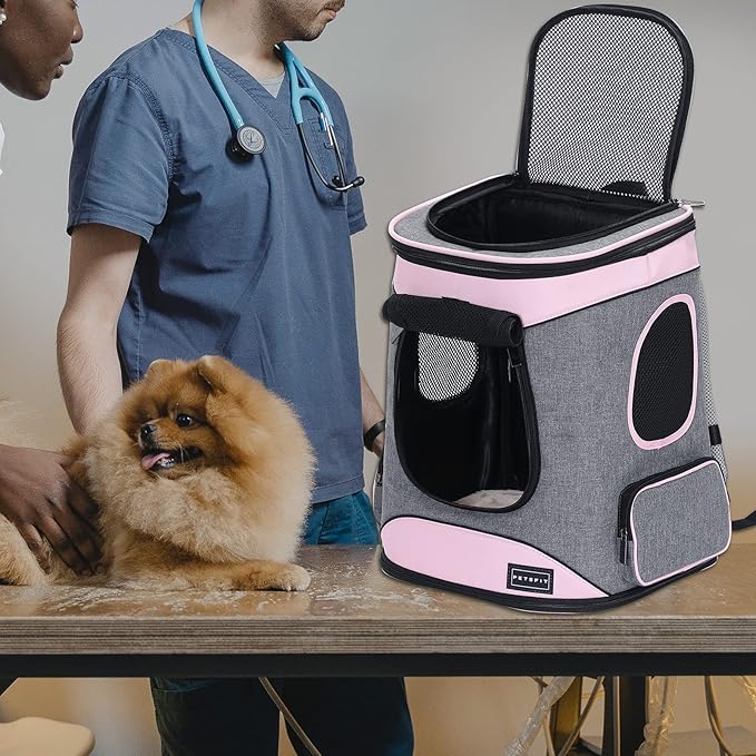 Petsfit Dog Backpack Carrier with Upgrade Waist Cushion Design to Better Fit the Waist, Suitable for Small and Medium Dogs Cats, and Rabbits up to 18 Pounds