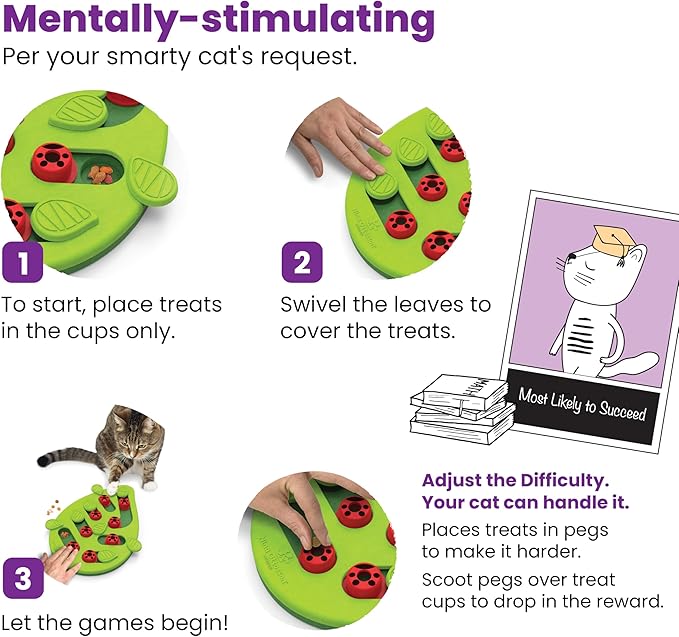 Catstages Nina Ottosson Buggin?€? Out Puzzle & Play Cat Toy Treat Puzzle, 14" - Image 5