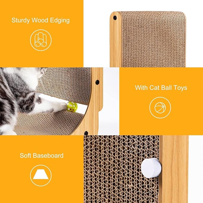 Poils bebe L Shape Cat Scratcher, 26.8 Inch Cat Scratchers for Indoor Cats - Image 3