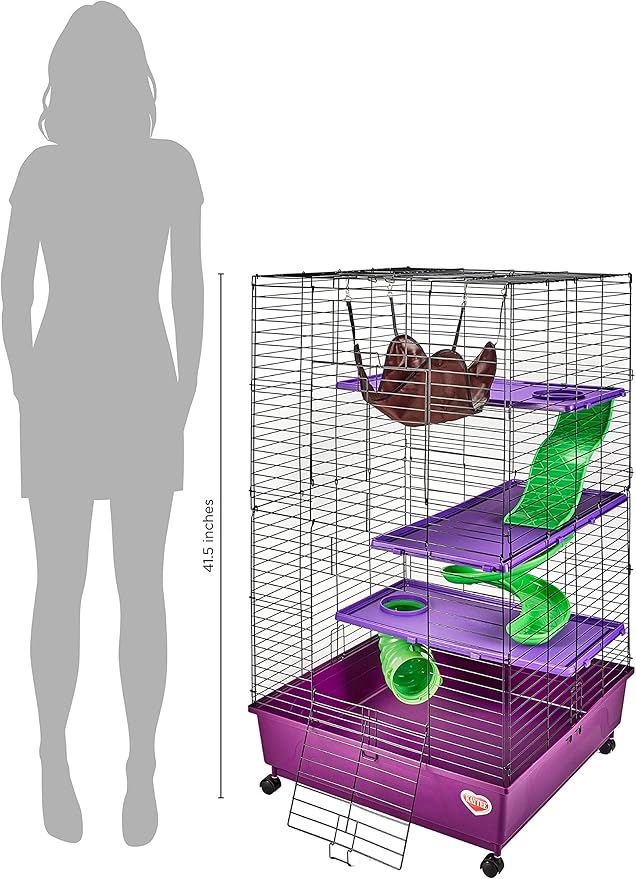 Kaytee My First Home Deluxe Multi-Level Habitat with Casters for Pet Ferrets 24" x 24" x 41.5"