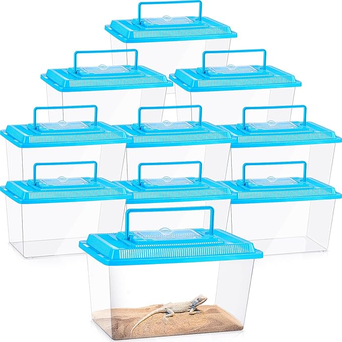 Mumufy 10 Pcs Spider Tarantula Enclosure Reptile Terrarium Plastic Portable Reptile Breeding Box Snake Breeding Box Hatching Container for Bearded Dragon Lizard Spider, 10.6 x 6.69 x 5.9 Inch