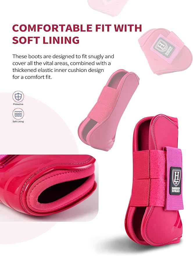 Harrison Howard Horse Tendon Boots Open Front/Fetlock Boot for Horse Protective Boots for Jumping, Trail Riding Set of 4