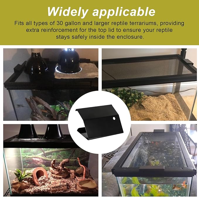 4 Pack Reptile Terrarium Covers Heavy Duty Screen Clips, Large 30 Gallon or Larger Reptile Aquarium Tank Lid Clips, Reptile Enclosure Lock, Provide Strong Extra Security
