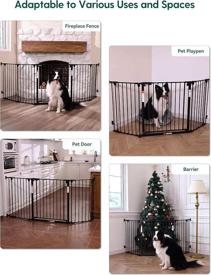 Babelio Baby Gate Extra Wide, Auto Close Dog Gate Pet Gate for House Stairs Doorways Fireplace (Black, 104" Wide Gate - 5 Panels)