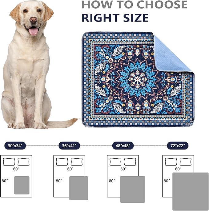 Qeils Washable Pee Pads, Reusable Puppy Pads Super Absorbent Leakproof Dog Training Pads, Non-Slip Wee Wee Pads for Crate, Floor, Potty Pads Feeding Mat Dog Pee 2 Pack 36"x24"