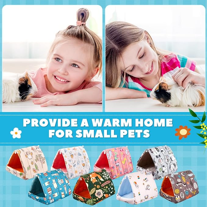 Cinnvoice 8 Pcs Guinea Pig Hideout, Guinea Pig Bed Washable Small Animal Cage Accessories for Bunny Hedgehog Mouse Chinchillas Hamsters Ferrets Rats (7.9 in)