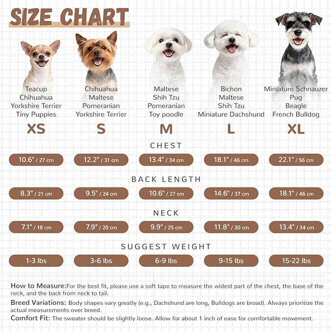 ABRRLO Small Dog Sweaters Cute Bear Dog Cardigans Clothes for Small Medium Dogs Boy Girl Puppy Cat Knitting Cardigan Outfits Dogs Autumn Coats Warm Pet Doggy Clothes Soft Knitwear Apparel (Beige,M)