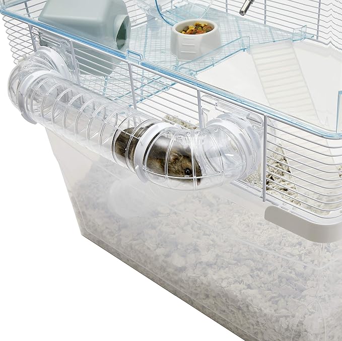 Ferplast Duna Space Hamster Cage, Extra-Deep 11.5-Inch Base Promotes Instinctual Burrowing While Containing Litter & Debris, Includes All Accessories and Play Tunnels, 22.6L x 18.7W x 21.5 Inches
