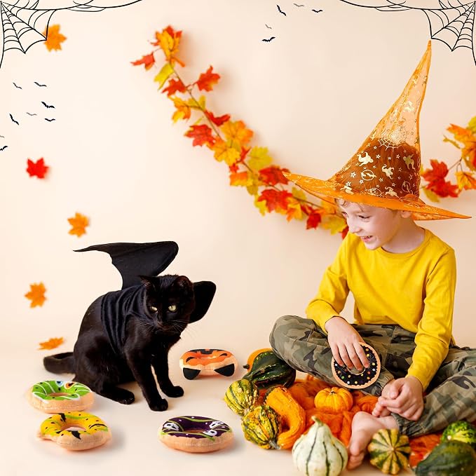 L1rabe Halloween Catnip Cat Toys - 5Pcs Donut Catnip Stuffed Kittens Supplies, Funny Pumpkin Bat Spider Dessert Pet Toys, Fun Cat Chew Bite Teething Tool Catmint Interactive Supplies - Image 6