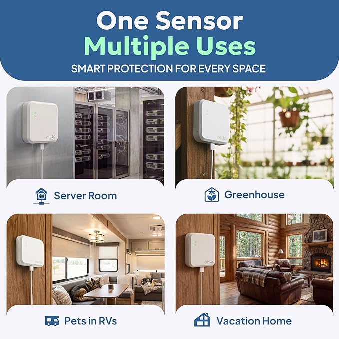RV Pet Temperature Monitor - No WiFi Required - Remote Power Outage & Temp Sensor with App Alerts. Cellular Monitoring System for Home Safety & Server Room (1 Year Subscription Included)