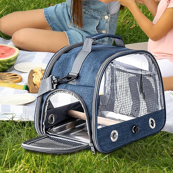 Bird Travel Cage - 33x24x26cm Small Parrot Bird Travel Cage, Lightweight Backpack for Parrot with Shoulder Strap | Portable Small Animal Carrier | Portable Birds Backpack for Budgies, Parakeets, Gent