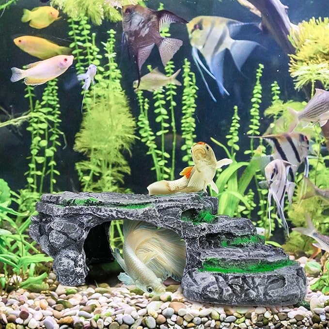 Moonorange Turtle Basking Platform Turtle Tank Decoration for Aquariums & Terrarium, Turtle, Lizard, Reptile Habitat Hideout (Black)