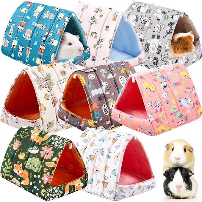 Cinnvoice 8 Pcs Guinea Pig Hideout, Guinea Pig Bed Washable Small Animal Cage Accessories for Bunny Hedgehog Mouse Chinchillas Hamsters Ferrets Rats(9.8 in)
