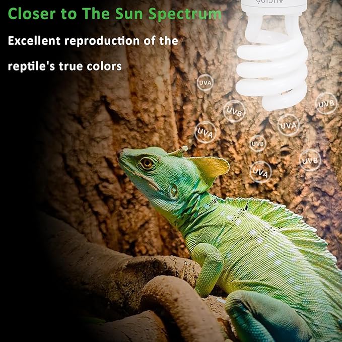 Aiicioo UVB Reptile Light 10.0 26W Desert UVB Spiral Compact Fluorescent Lamp UVB Reptile Light Bulb Tropical and Sub-Tropical UVB Bulb for Reptiles Bearded Dragons Lizards