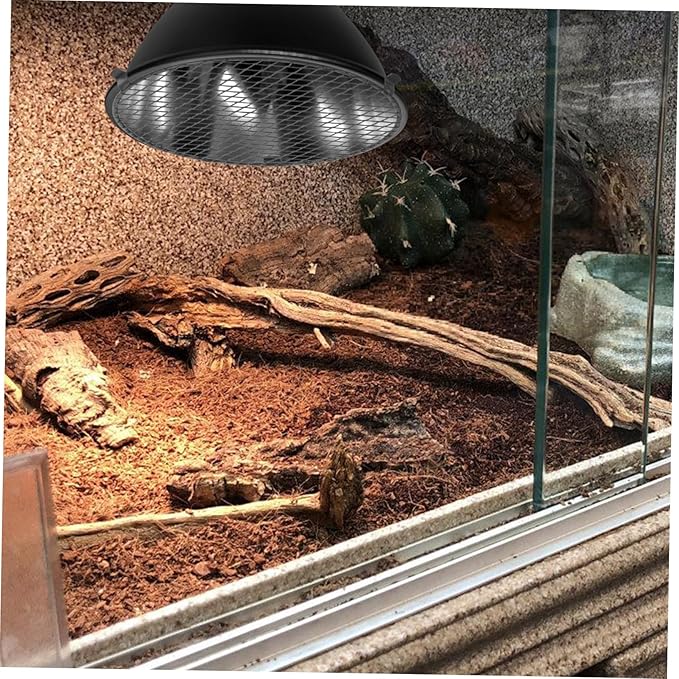 OUNONA Heat Lamp Shade Reptile Heat Lamp Guard Black Iron