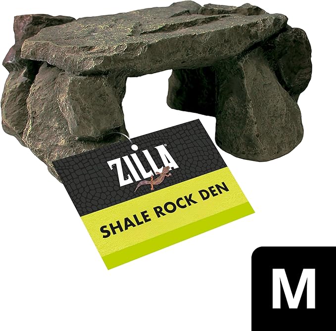 Zilla Shale Rock Den, Naturalistic Rock Décor, Perfect for Basking, Climbing, Hiding, Ideal for Aquatic or Terrestrial Reptile Habitats, Medium