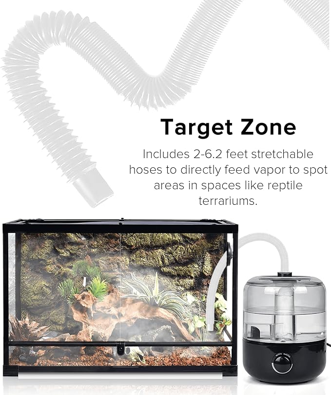 Reptile Fogger Humidifier Mister for Reptile Tank, 2.5L Top-Fill Terrarium Humidifier with Hose for Snakes, Tortoises, Chameleons and Ball Python, AUAAQ Reptile humidifers