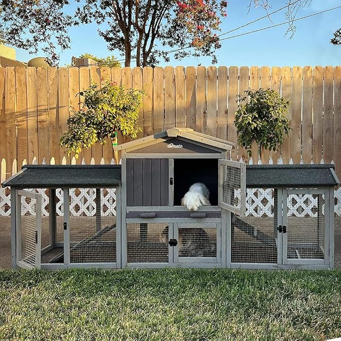 Aivituvin Rabbit Hutch Bunny Hutch Large Rabbit Cage, Indoor Bunny Cages Outdoor Rabbit House (Style2)