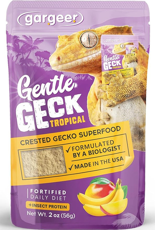 Gargeer 2oz Complete Crested Gecko Food Diet. Premium Mix, Ready to Use Freshly Made Powder. Unique Formula, Developed & Made in the USA. Enjoy! (Tropical + Insects Protein)