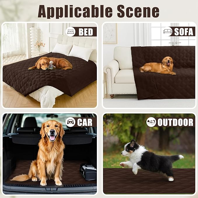 Smiry Waterproof Dog Bed Cover Blanket 52x82, Soft Reversible Pet Blanket, Washable Leakproof Cats Dogs Couch Cover for Sofa, Couch, Furniture, Chocolate/Chocolate