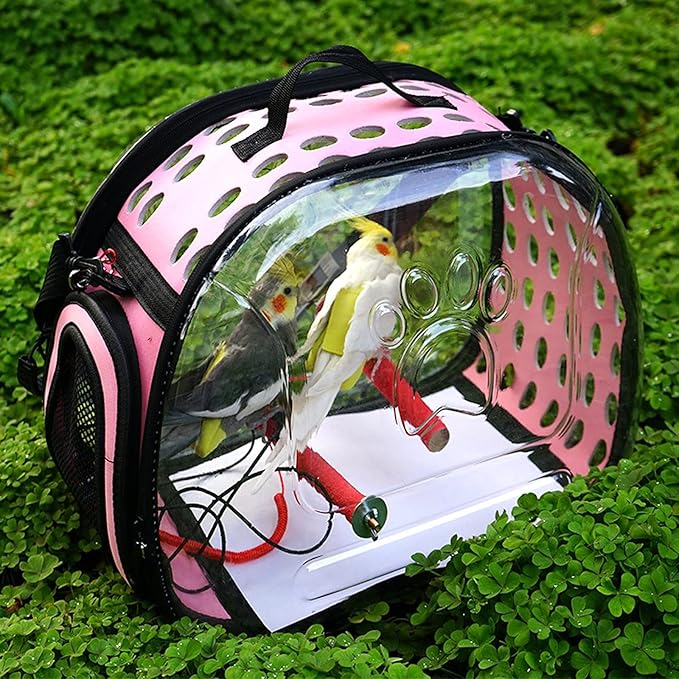 Liudan Bird Cage Bird Parrot Carrier Travel Carrier Portable and Breathable Sightseeing Outdoor Transparent Bird Travel Cage Case Bird Aviary Bird House