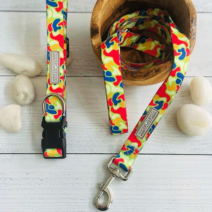 Lucky Love Dog - Adjustable Dog Collar and Leash Set with Easy Click Buckle for Large Dogs, Durable, & Comfortable Collar for Male & Female Dogs, Puppies & Adult Ones - Oscar Combo, Large