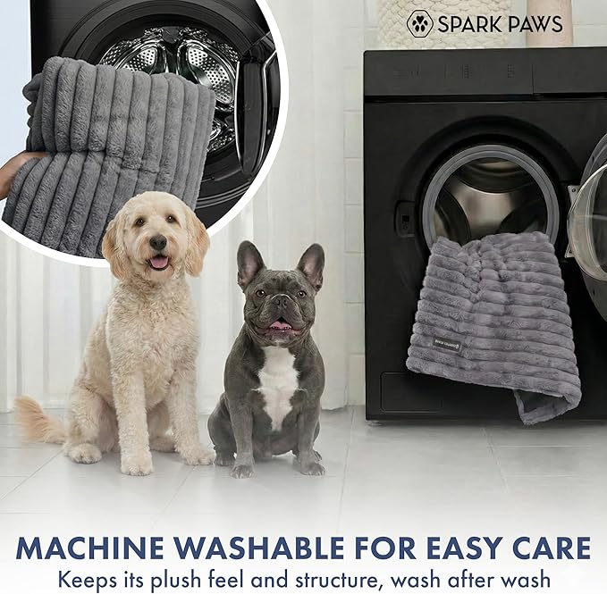 Spark Paws Luxury Dog Couch Cover Bed, Calming Pet Furniture Protector for Large & Small Dogs, Washable Bolster Dog Bed for Couch, Sofa & Bed - Grey, Large