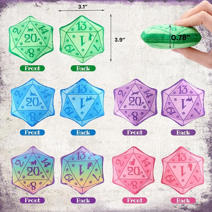 CiyvoLyeen Plush D20 Dice Catnip Toys for Indoor Cats 5 Pack - Image 3