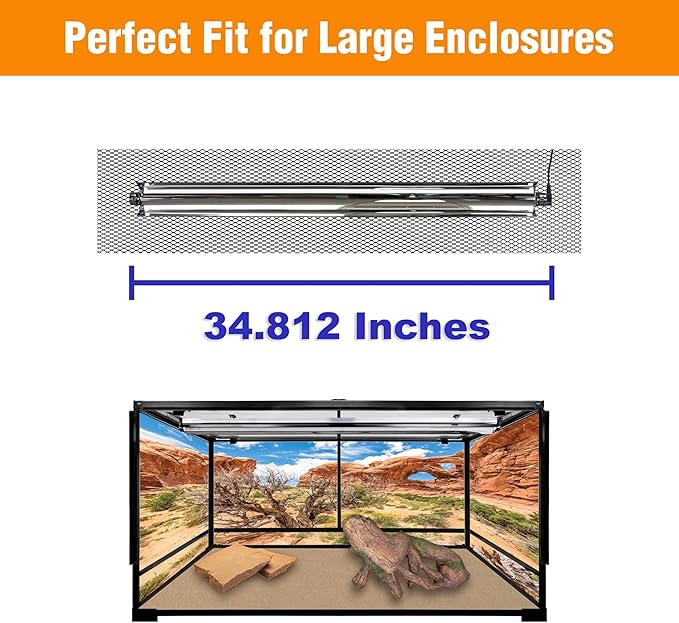 CAROLINACUSTOMCAGES T5HO 34” UVB Reptile Light Fixture 39w, Bearded Dragon and Reptile Terrarium Light Fixture
