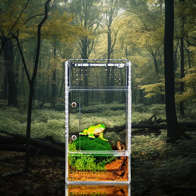 3x3x6 Reptile Tank 0.25 Gallon – Acrylic Reptile Enclosure Terrarium for Crested Gecko, Lizards, Spiders & Snakes – Clear Lizard Habitat Terrarium
