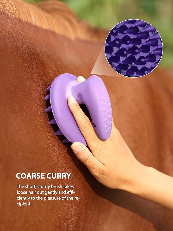 Harrison Howard Horse Grooming Brush Set, 7 Essential Grooming Brushes for Daily Horse Care, Body, Mane, Tail & Shedding Use Purple