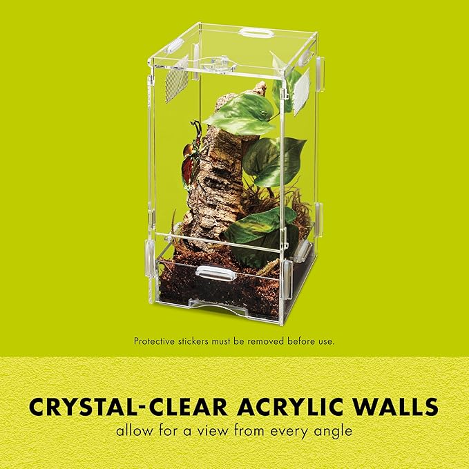 Zilla Micro Habitat Terrarium, Arboreal, with Locking Latch, for Isopods, Spiders, Insects, Large