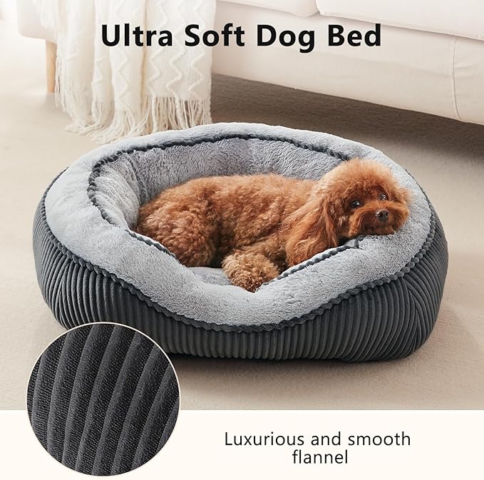 SIWA MARY Washable Dog Beds for Medium Dogs, Rectangle Medium Large Sized Dog Bed, Soft Breathable Big Dog Pet Bed, Durable Calming Orthopedic Pet Bed with Anti-Slip Bottom, L(30"x24"x9")
