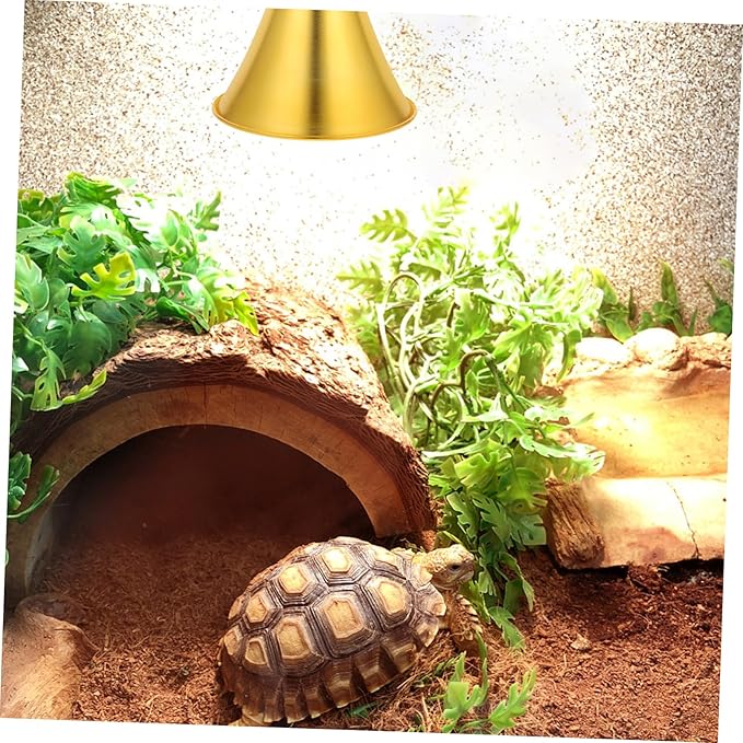 POPETPOP Reptile Heat Lampshade Deep Insulation Cover Dimmable Reptile Heat Pad Tortoise Basking Lamp Robust Metal Design