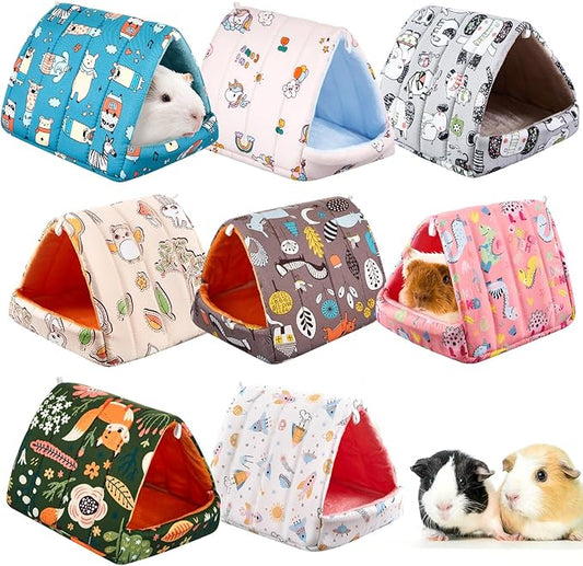 Cinnvoice 8 Pcs Guinea Pig Hideout, Guinea Pig Bed Washable Small Animal Cage Accessories for Bunny Hedgehog Mouse Chinchillas Hamsters Ferrets Rats (7.9 in)