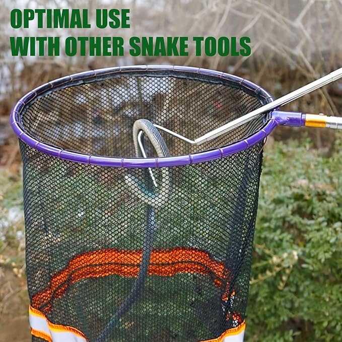IC ICLOVER Snake Catcher Net, Snake Grabber Handling Tool, Snake Catching Net with Telescopic Pole, Adjustable Snake Capture Stick, Rattle Snake Catching and Transport Picker, Extended from 16" to 59"