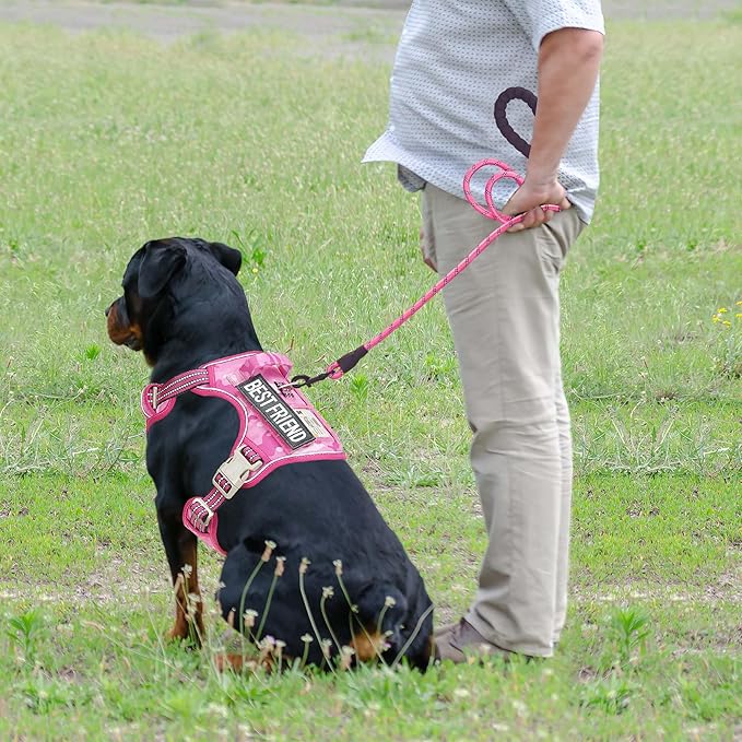 Beebiepet Heavy Duty Tactical Dog Harness for Large Dogs, No Pull Adjustable Pet Harness Reflective Service Training Easy Control Pet Vest Military K9 Working Dog Harnesses- Large, Pink Camo