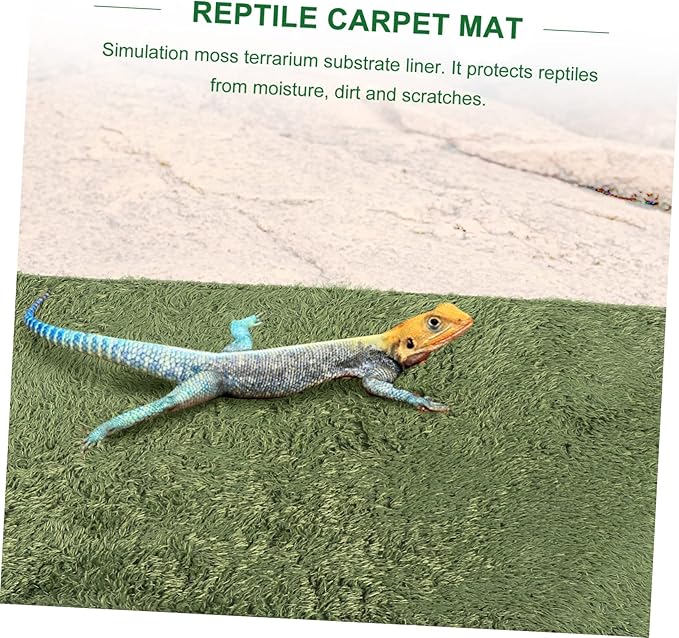 VILLCASE Reptile Carpet Mat 2pcs Lizard Supplies for Tortoise Moss Reptile Carpet Terrarium Substrate Liner Waterproof Heat Retaining