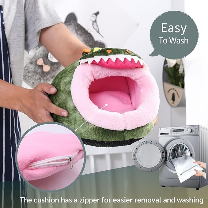 JanYoo Chinchilla Hideout Bed House Toys and Accessories Cage Cave Cute Cube Cup Hide for Bearded Dragon Ferret(L,Crocodile)
