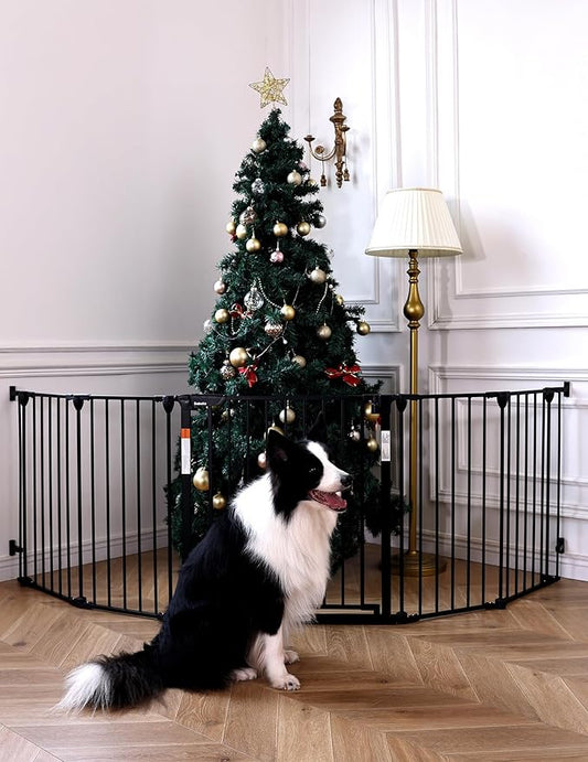 Babelio Baby Gate Extra Wide, Auto Close Dog Gate Pet Gate for House Stairs Doorways Fireplace (Black, 104" Wide Gate - 5 Panels)