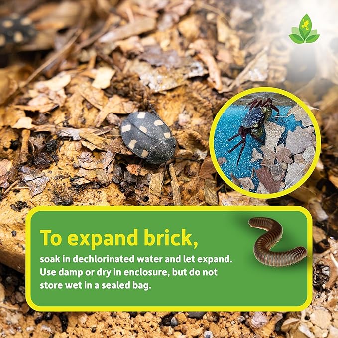 Josh's Frogs Compressed Natural Tropical Leaf Litter Brick, 500g, All-Natural Leaf Fragments for Isopods, Millipedes, Crabs, Detritivores