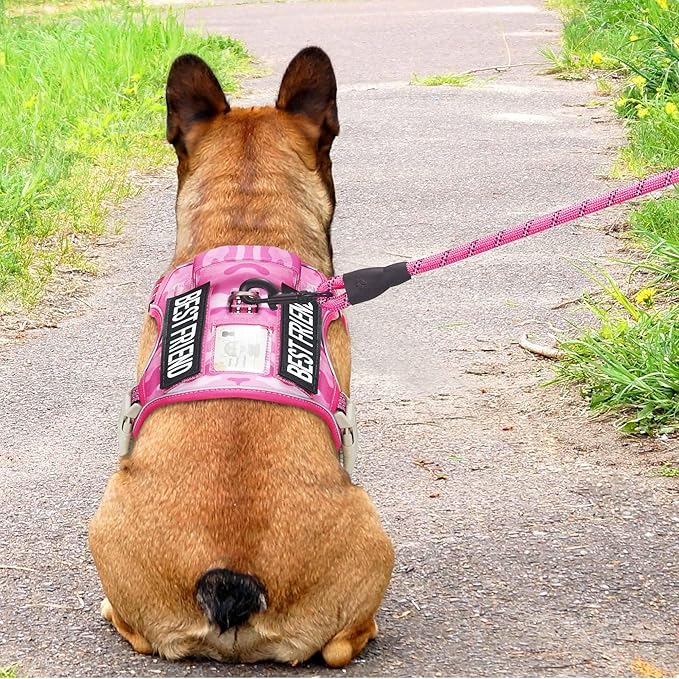 Beebiepet Heavy Duty Tactical Dog Harness for Medium Dogs, No Pull Adjustable Pet Harness Reflective Service Training Easy Control Pet Vest Military K9 Working Dog Harnesses- Medium, Pink Camo