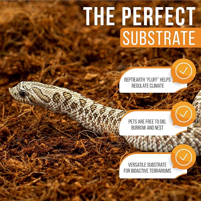 ReptiEarth Reptile Bedding, Fluffy Coconut Fiber Substrate 36 Quart Organic Coco Ready to Use for Bioactive Snake Terrarium, Lizard Tanks with Plants, for Frog, Tarantula or Hermit Crab Habitat (4 Pk)