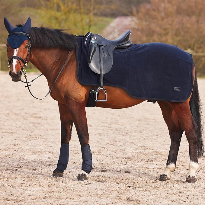 HORZE Marquess Fleece Riding Blanket - Dark Navy - 84 in