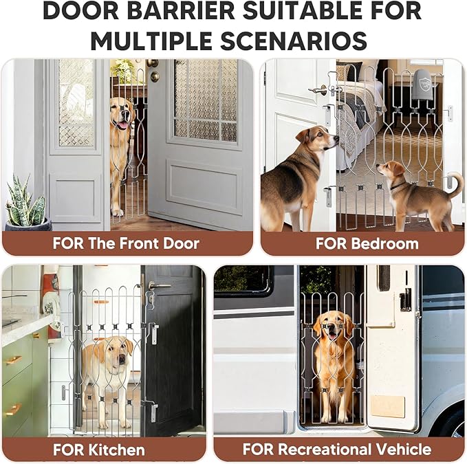 Snagle Paw Extra Tall Metal Retractable Door Barrier, 28.4" Wide 35" Tall Safety Dog Gate for Front Door,Easy Install Retractable Pet Gate for Recreational Vehicle,Doorways
