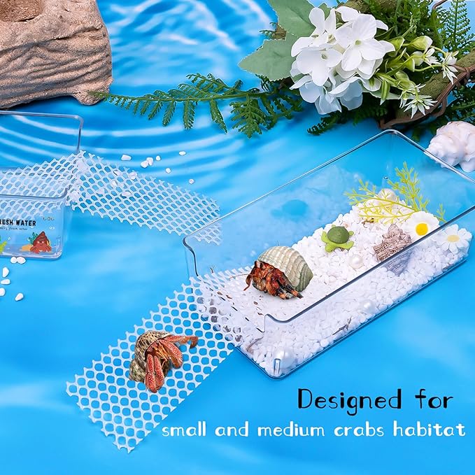 2 Pack Large Hermit Crab Water Tank,Hermit Crab Cage with Climbing Ramps,Hermit Crabs Salt Water Pool for Small or Medium Hermit Crabs Climbing Toys (2Pack Large)