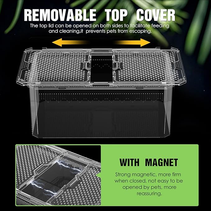 【No Assembly】 Breathable and Secure Reptile Tank with high Transparency - Ideal Container House for Hermit Crab, Tarantula Enclosure, Cricket Habitat or Jumping Spider Habitat (S)
