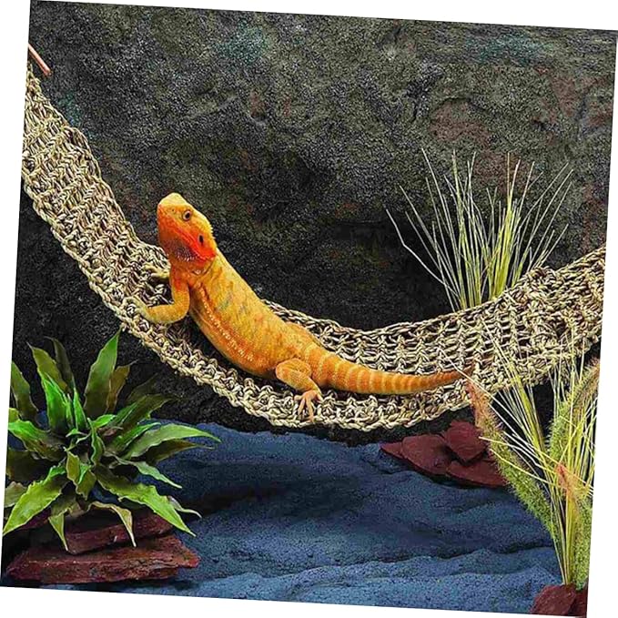 1pc Lizard Hammock Crested Gecko Hammock Pet Sea Grass Mat Lizard Reptile Hammock Lizard Lounger Hammock Small Animals Woven Lizard Tank Accessories Reptisoil Crawl The Bed Seaweed